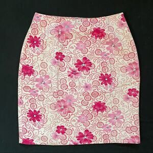 Ann Taylor Pink Floral Pencil Skirt